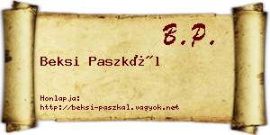 Beksi Paszkál névjegykártya